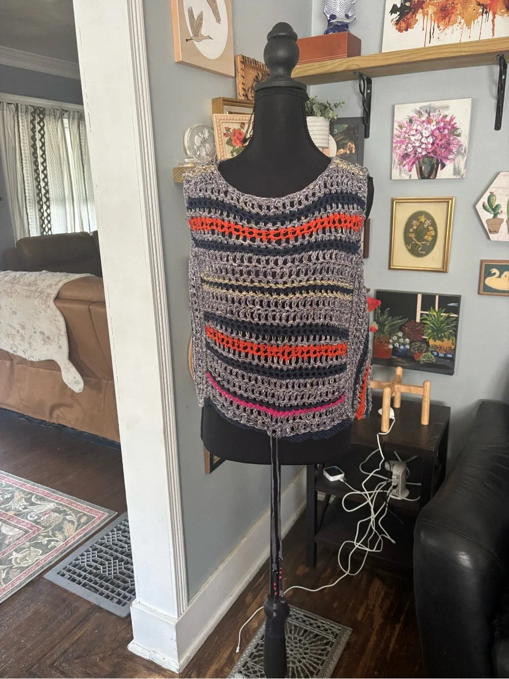 Free people step outside crochet tank top tassel tie festival boho size S